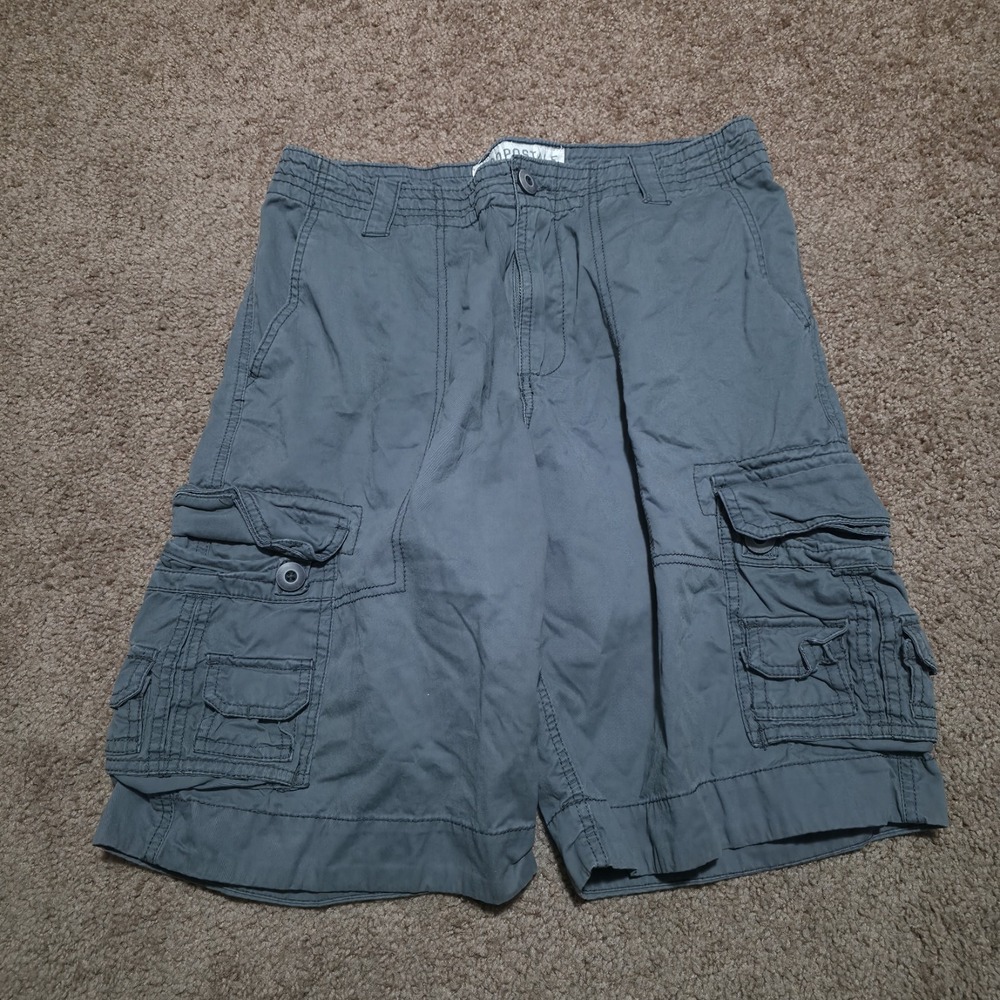 Aeropostale Baggy Y2K Cargo Shorts Men's 31 Gray Front Pockets Cotton